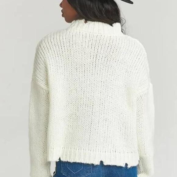 Show Me Your Mumu Cody Crop Sweater Distressed Cream Knit Women’s Medium - Picture 2 of 8